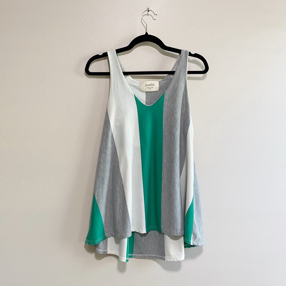 Anthropologie Puella Green Gray Swing Tank Top Size Small